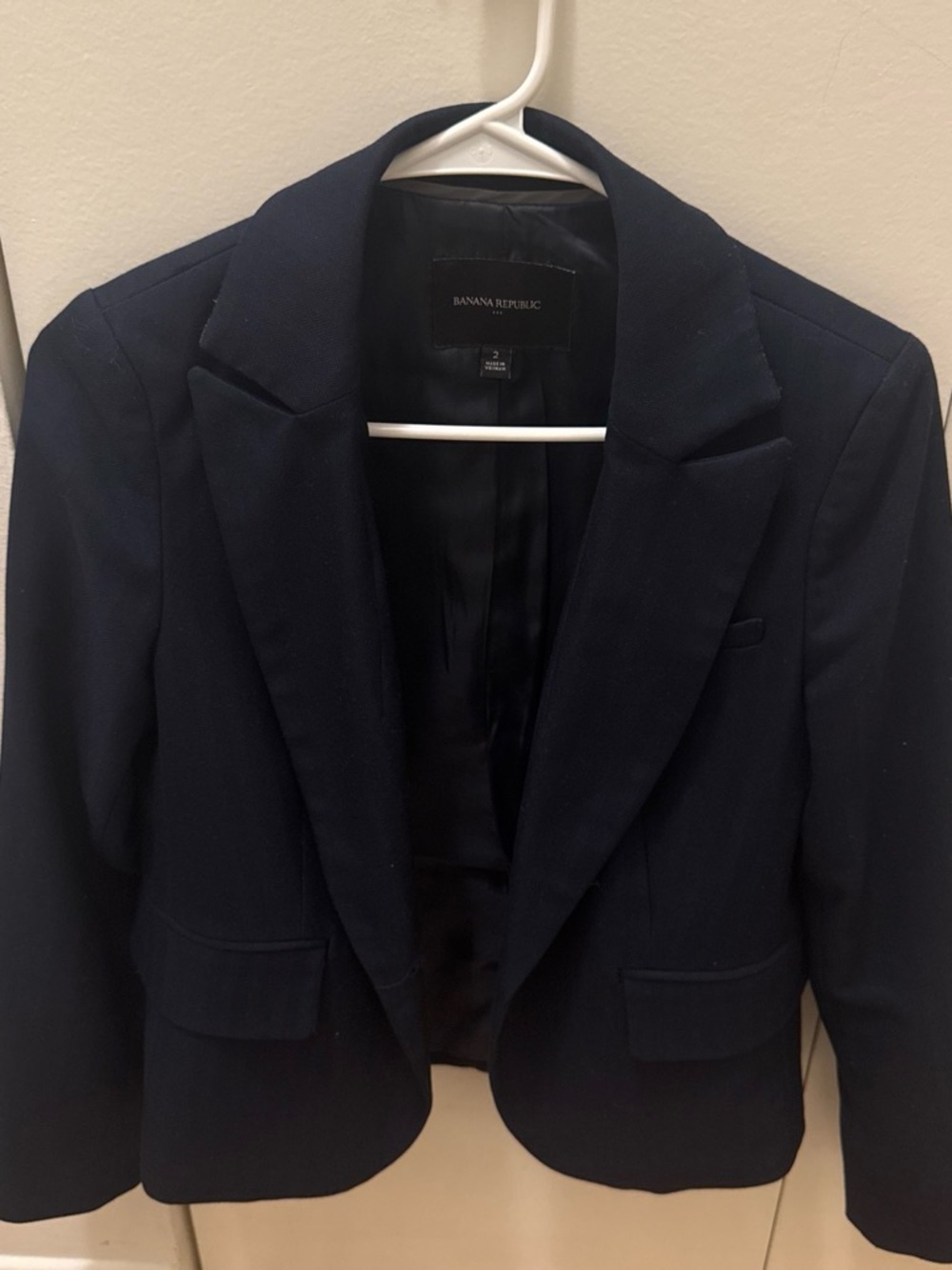 Banana Republic Women's Navy Cropped Tailored Blazer